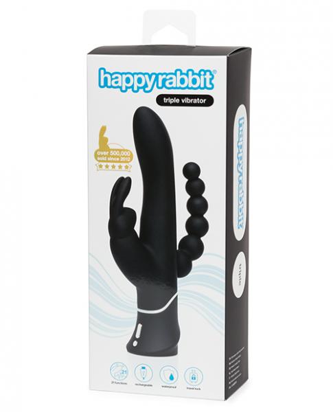 Happy Rabbit Triple Curve Black Vibrator - SP BOUTIQUE