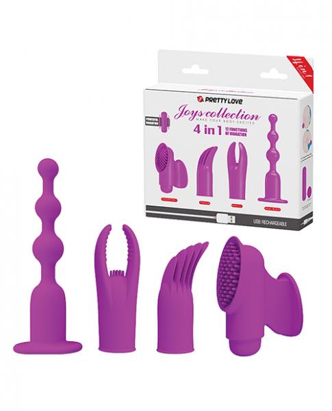 Pretty Love Joys 4 In 1 Kit Bullet Vibrator with Attachments - SP BOUTIQUE