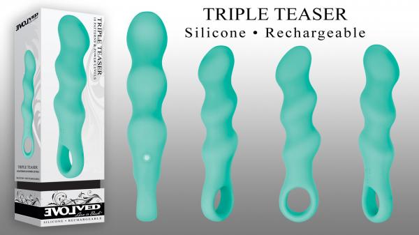 Evolved Triple Teaser Rechargeable Silicone Teal - SP BOUTIQUE