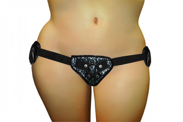 Sportsheets Plus Size Gray & Black Lace Corsette Strap On - SP BOUTIQUE