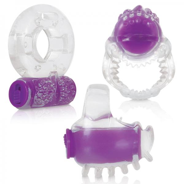 Ring True Unique Pleasure Rings Kit Clear Purple 3 Pack - SP BOUTIQUE