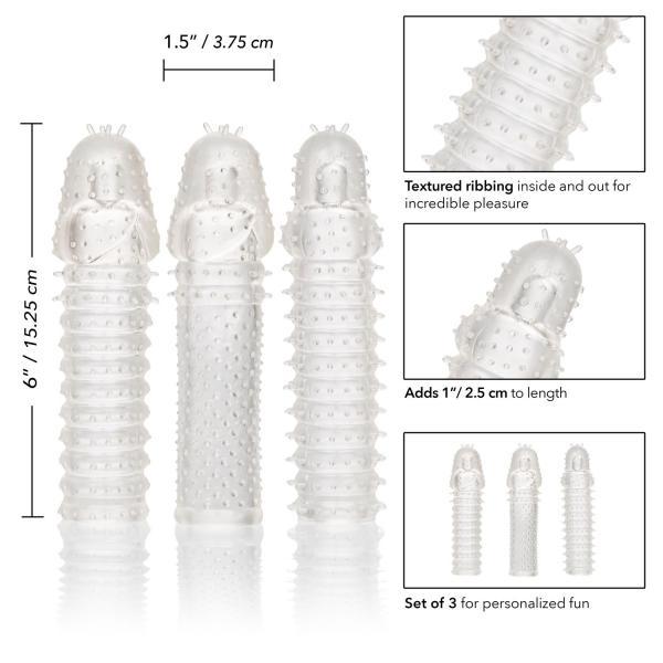 3 Piece Extension Kit for Enhancement - Ribbed TPR Sleeves for Increased Girth and Length - SP BOUTIQUE