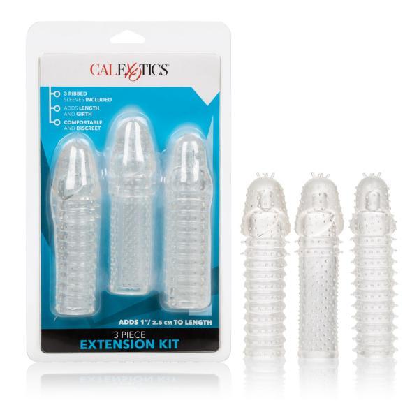3 Piece Extension Kit for Enhancement - Ribbed TPR Sleeves for Increased Girth and Length - SP BOUTIQUE