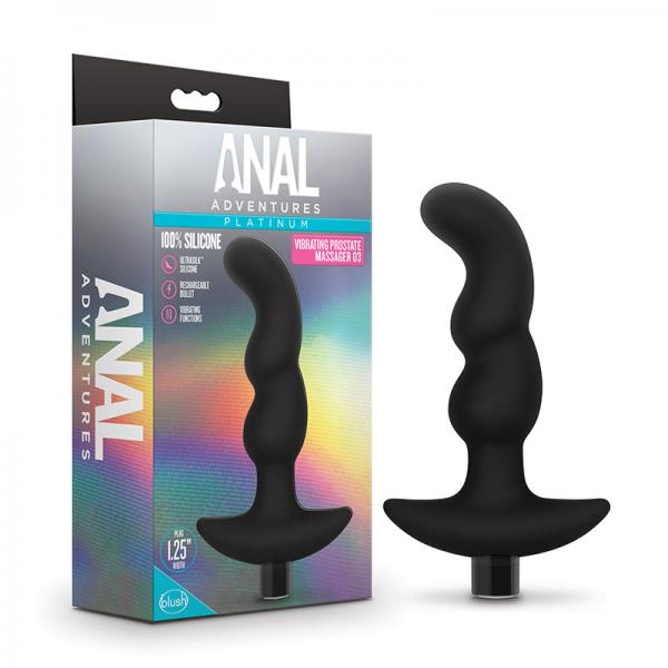 Anal Adventures Platinum Silicone Vibrating Prostate Massager - 10-Function Rechargeable, Wavy Design - SP BOUTIQUE