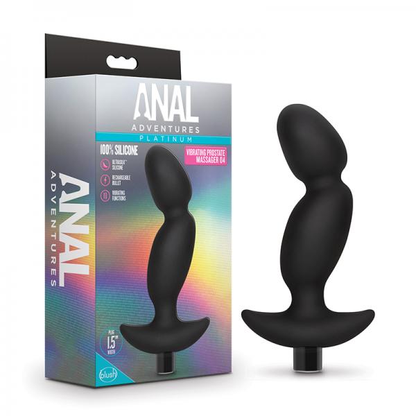Anal Adventures Silicone Prostate Massager - 10-Function Vibrating Plug, Black - SP BOUTIQUE