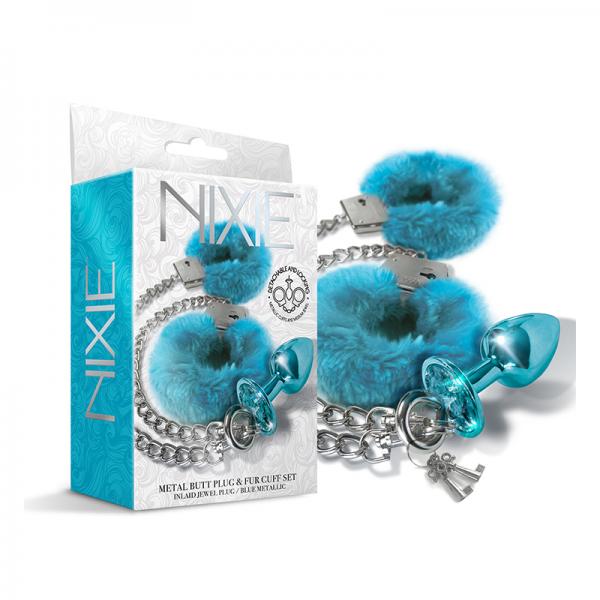Nixie Metal Butt Plug & Furry Handcuff Set - SP BOUTIQUE