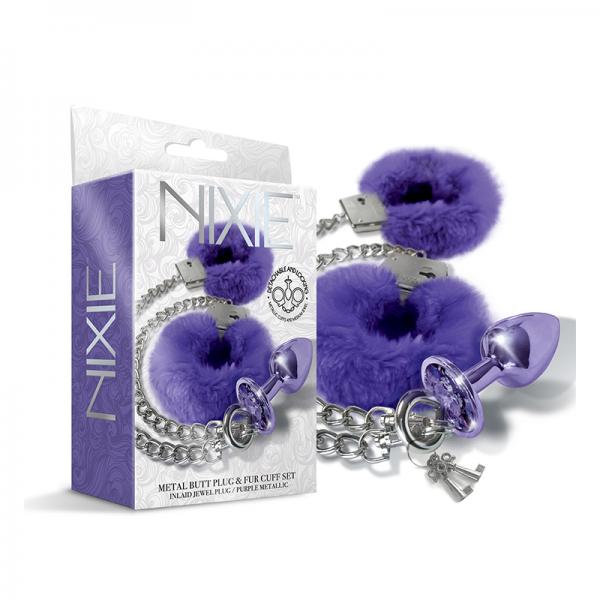 Nixie Metal Butt Plug & Furry Handcuff Set - SP BOUTIQUE