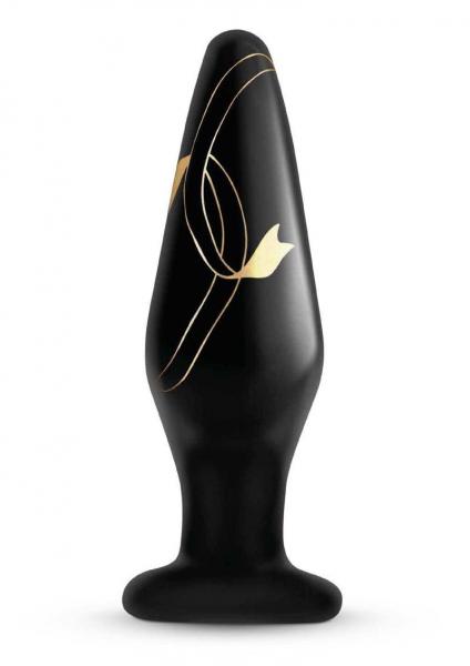 Secret Kisses Handblown Glass Plug 4.5in - Black/Gold - SP BOUTIQUE