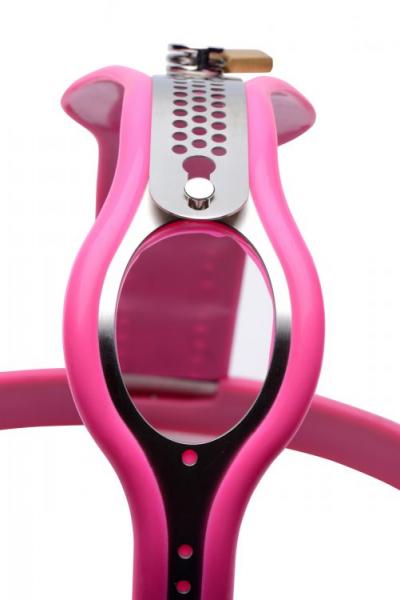Pink Stainless Steel Adjustable Female Chastity Belt - SP BOUTIQUE