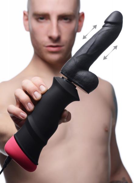 Mega Pounder Hand Held Thrusting Dildo Black - SP BOUTIQUE