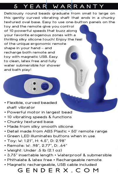 Gender X Beaded Pleasure Vibrator Blue - SP BOUTIQUE