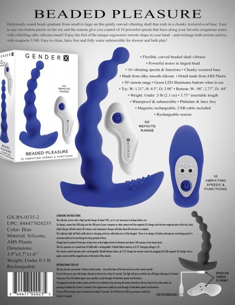 Gender X Beaded Pleasure Vibrator Blue - SP BOUTIQUE