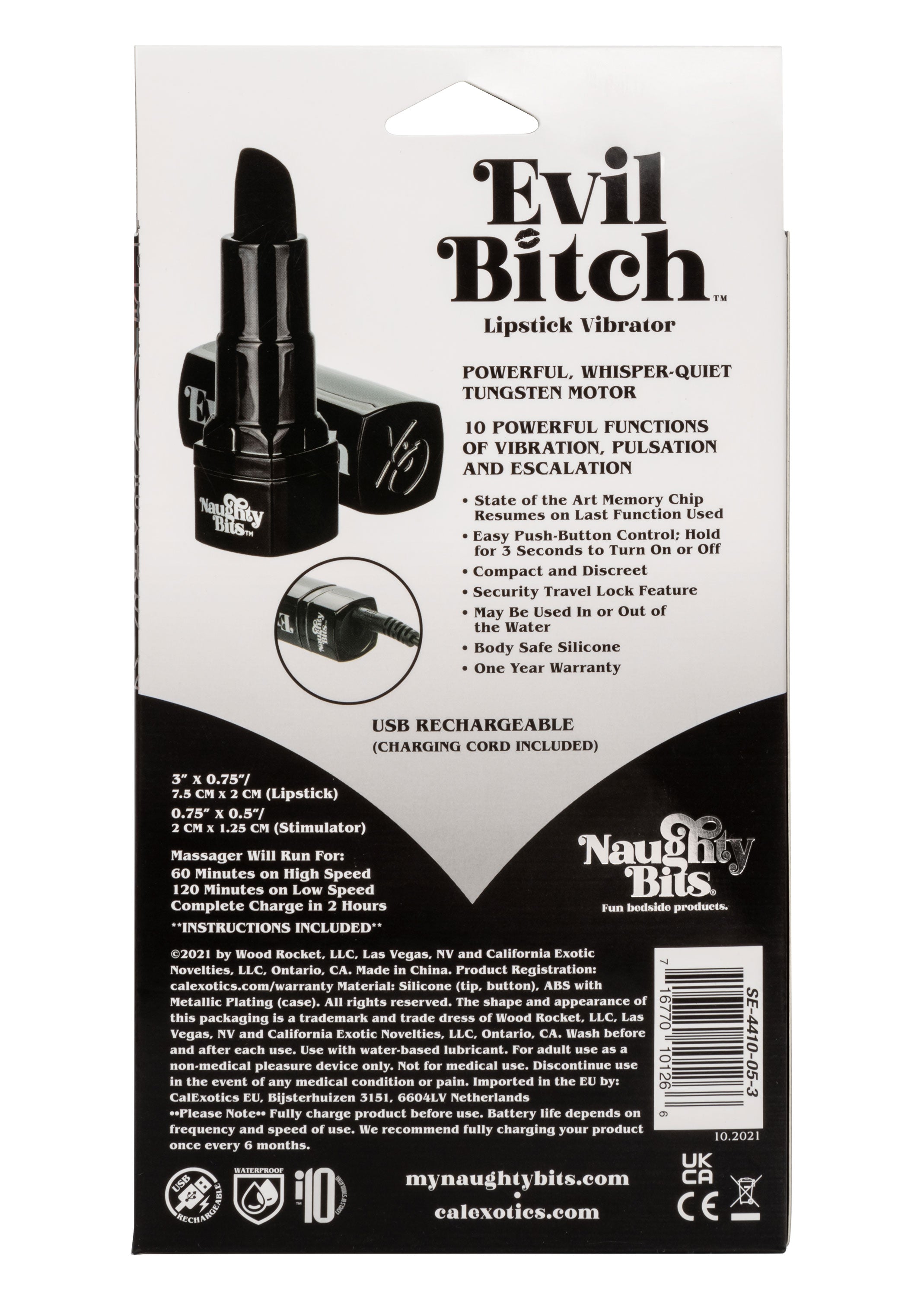 Naughty Bits Evil Bitch Lipstick Vibrator - Black SP BOUTIQUE