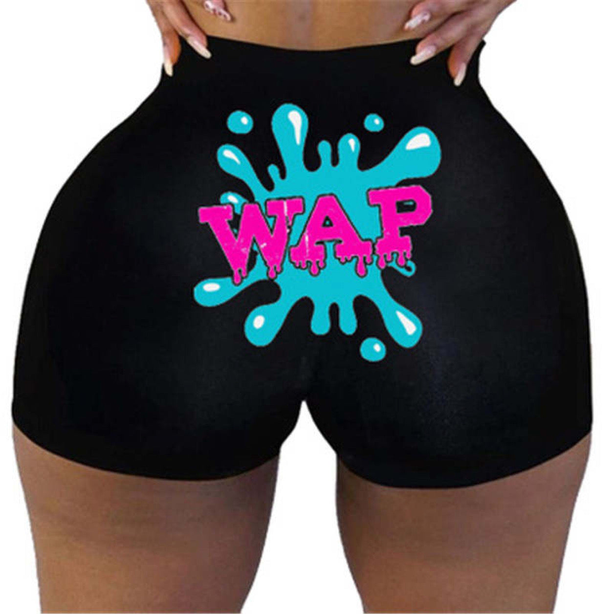 WAP Cartoon Print Yoga Shorts - Stretchy & Comfortable Activewear for All-Day Style - SP BOUTIQUE