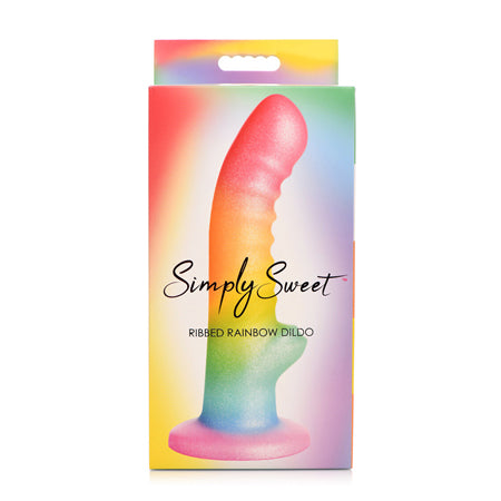 Simply Sweet Ribbed Silicone Dildo Rainbow - SP BOUTIQUE