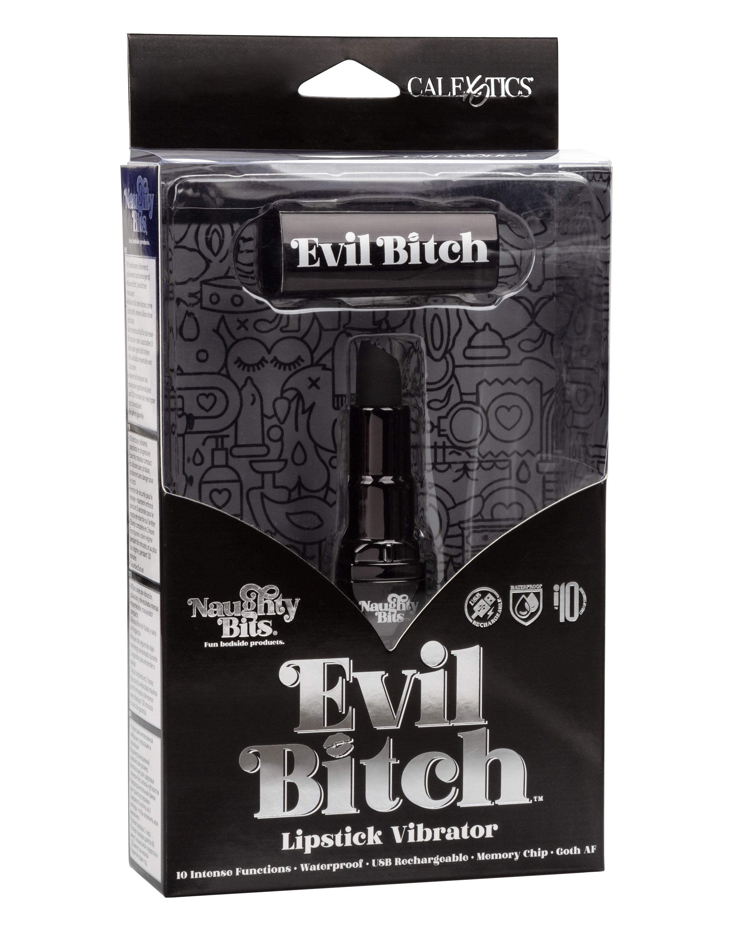 Naughty Bits Evil Bitch Lipstick Vibrator - Black SP BOUTIQUE