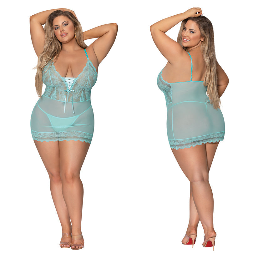 Magic Silk Lace Mesh Chemise & G-String - SP BOUTIQUE