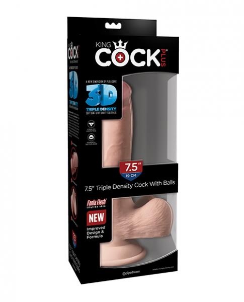 King Cock Triple Density 7.5 inches Cock, Balls Dildo Beige - SP BOUTIQUE