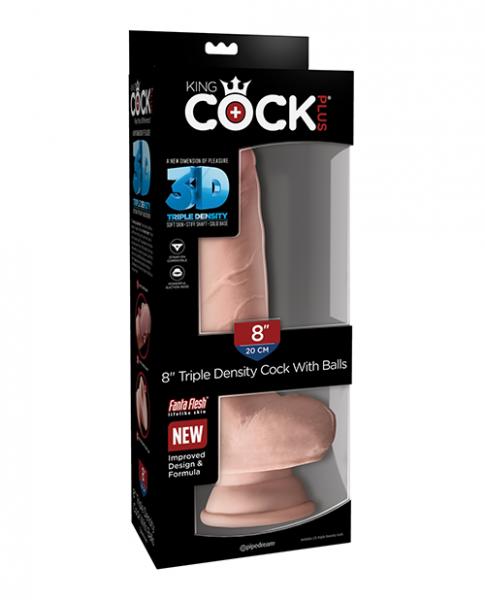King Cock Triple Density 8 inches Cock, Balls Beige Dildo - SP BOUTIQUE
