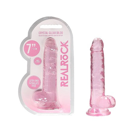 REALRoCK Crystal Realistic Dildo With Balls 7" - SP BOUTIQUE