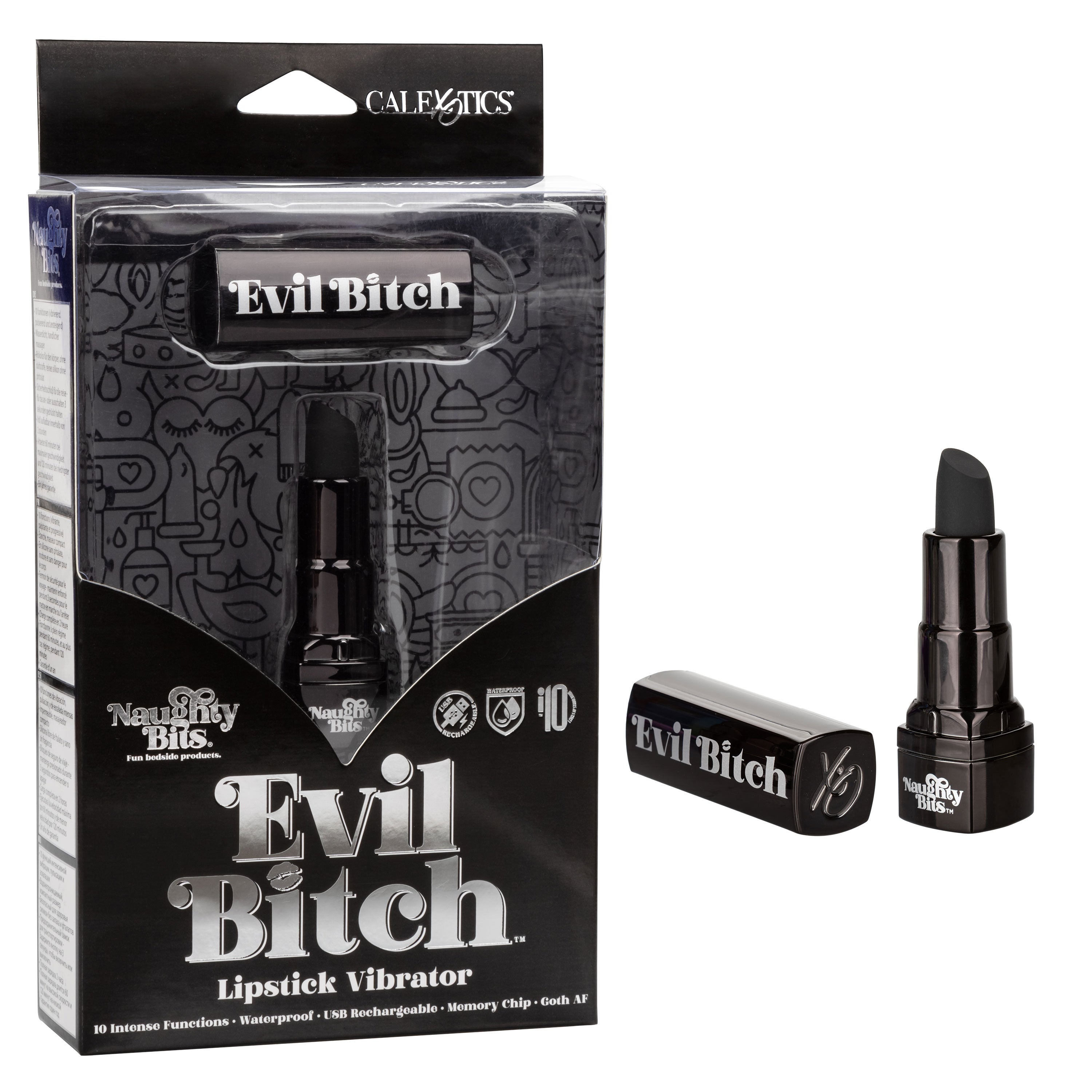 Naughty Bits Evil Bitch Lipstick Vibrator - Black SP BOUTIQUE