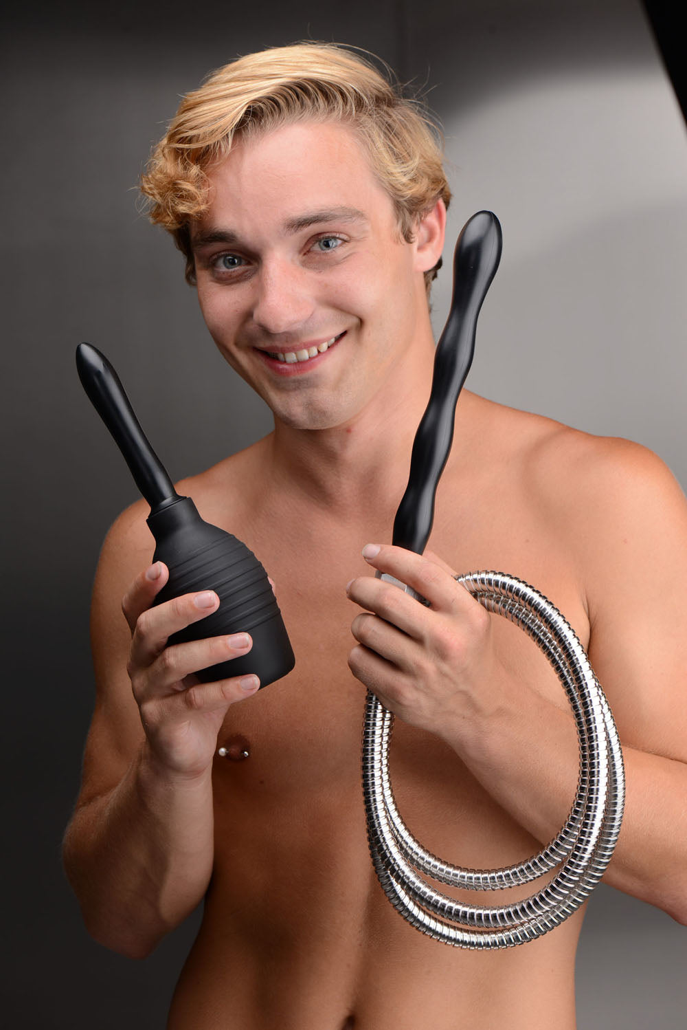 All-In-One Shower Enema System With Stainless Steel Hose And Interchangeable Nozzles - SP BOUTIQUE