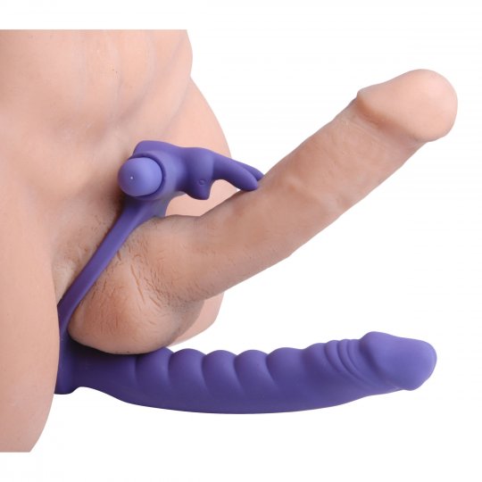 Double Delight Dual Penetration Vibrating Cock Ring - SP BOUTIQUE