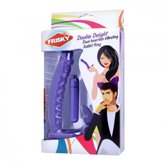 Double Delight Dual Penetration Vibrating Cock Ring - SP BOUTIQUE