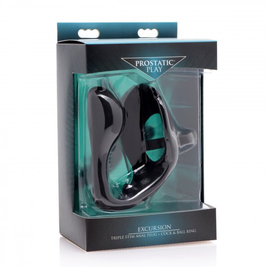 Excursion Silicone Triple Stim Anal Plug with Cock and Ball Ring - SP BOUTIQUE