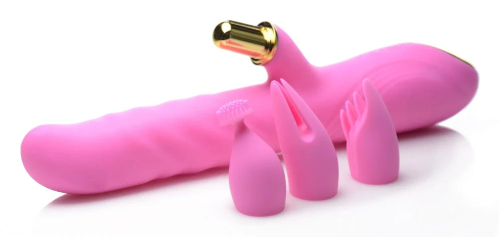 10X Versa-Thrust Vibrating Thrusting Toy with 3 Interchangeable Clitoral Attachments - SP BOUTIQUE
