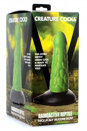 Creature Cocks Radioactive Reptile Silicone Dildo 7.5in - Green - SP BOUTIQUE