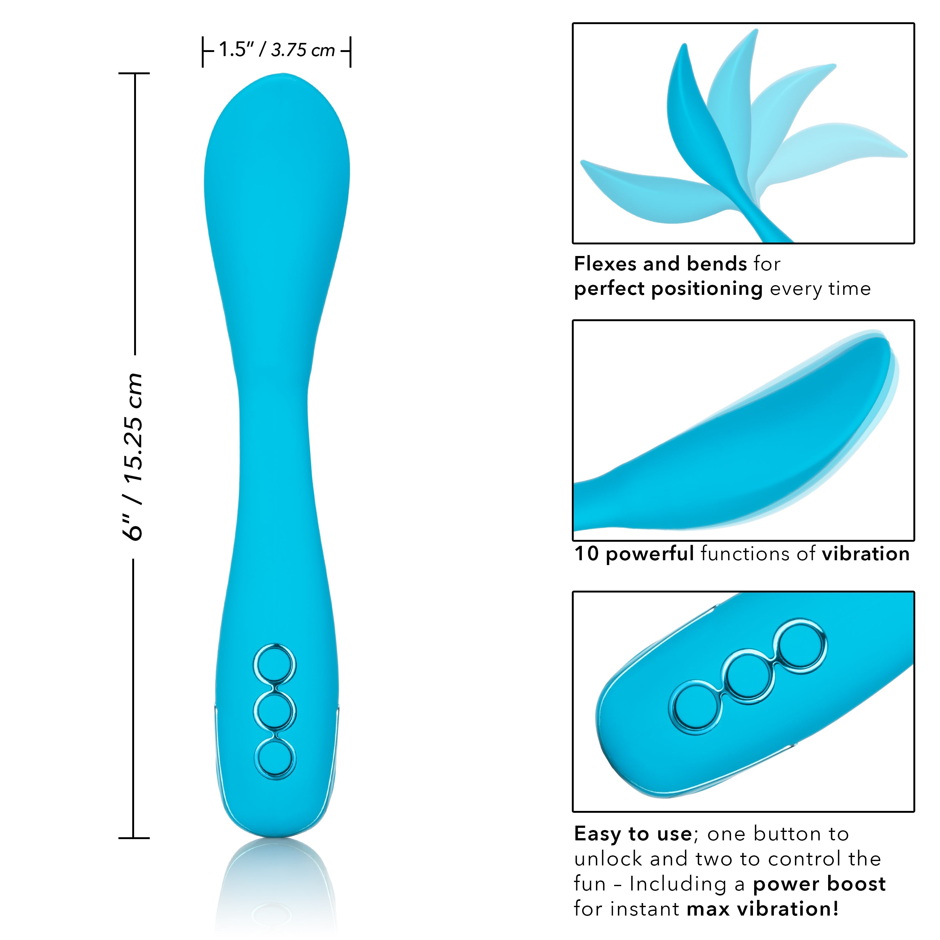 California Dreaming Flexible Mini Vibrator with 10 Vibrating Functions and Waterproof Design - SP BOUTIQUE