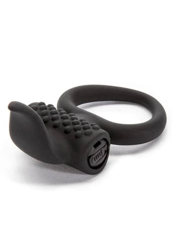 Adrien Lastic 6-Function Vibrating Cock Ring With Clitoral Stimulators - Black - SP BOUTIQUE