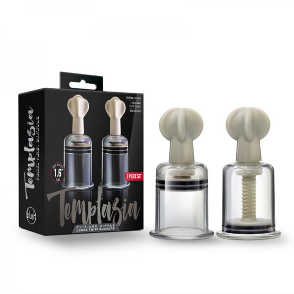Temptasia Clit & Nipple Large Twist Suckers Clear Set Of 2 - SP BOUTIQUE