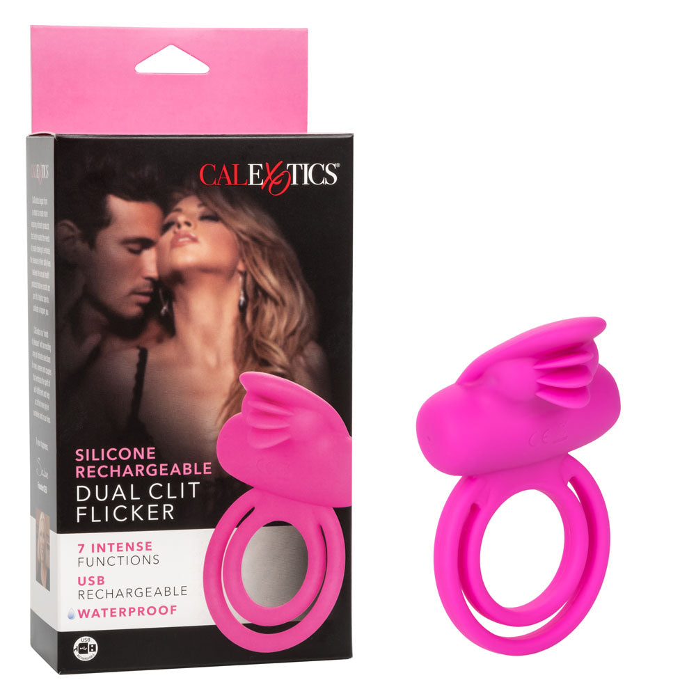 Dual Clit Flicker Enhancer Vibrating Cock Ring Pink - SP BOUTIQUE