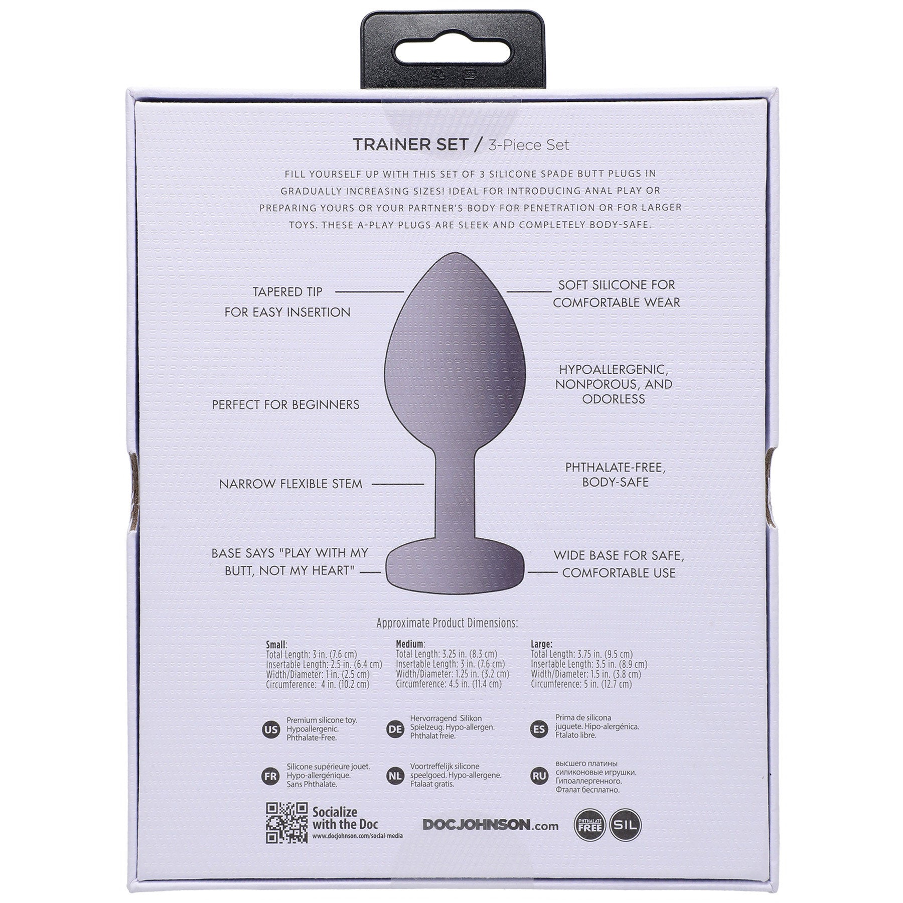 A-Play Beginner Butt Plug Set – 3-Piece Silicone Spade Design, Graduated Sizes, Body-Safe - SP BOUTIQUE