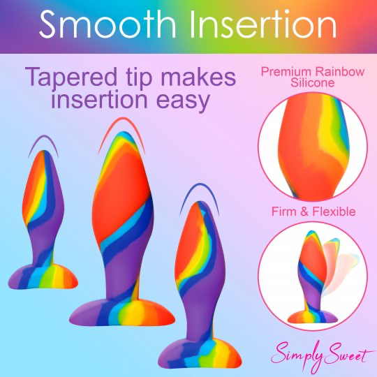 3 Piece Rainbow Silicone Butt Plug Set CURVE TOYS