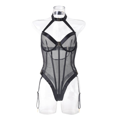 JOY-BTS071 – Black Mesh and Strap Teddy Lingerie SP BOUTIQUE