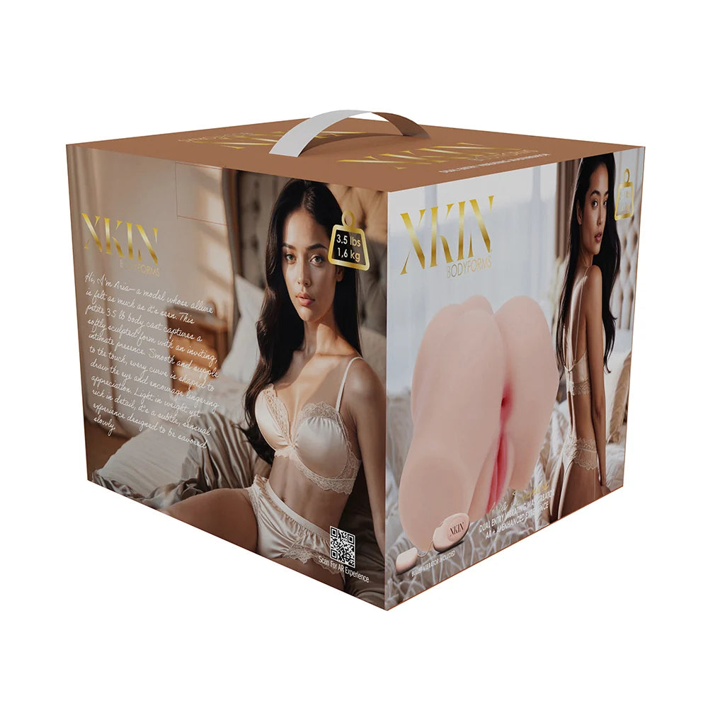 Xkin Bodyforms Aria Summers Dual Entry Vibrating Masturbator Beige