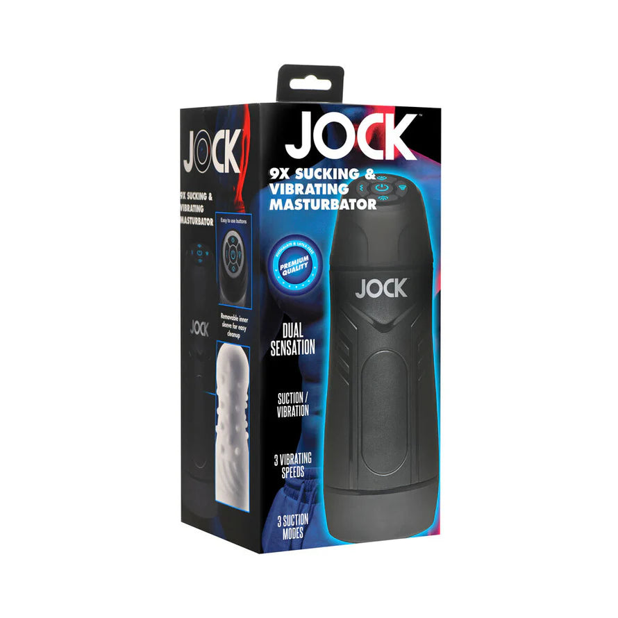 Jock 9X Sucking Vibrating Masturbator - 3 Speeds, Multi-Textured Tunnel, Rechargeable - SP BOUTIQUE