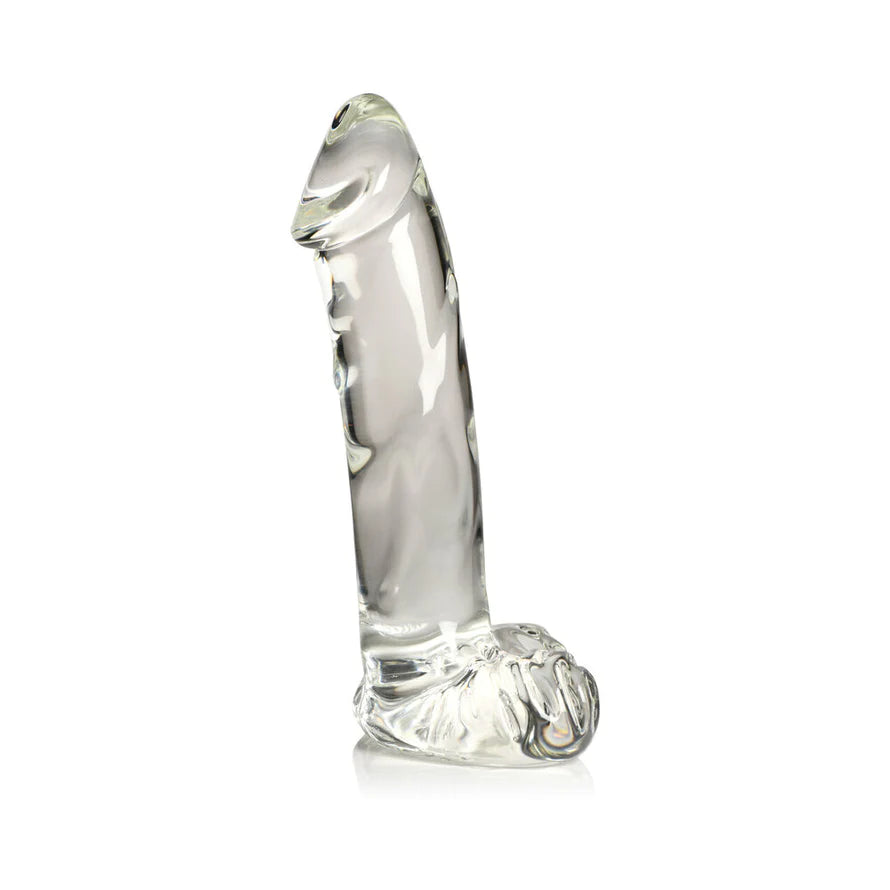 Pleasure Crystals Glass Dildo W/ Balls CURVE NOVELTIES