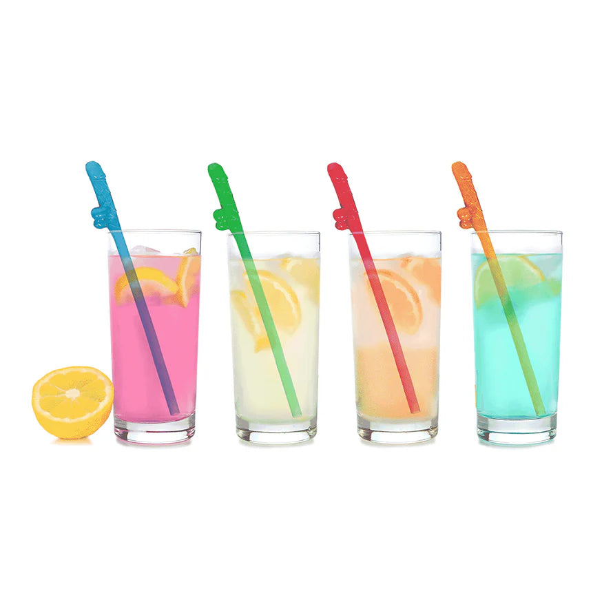 Super Fun Penis Party Straws 8-Pack Multicolor LITTLE GENIE