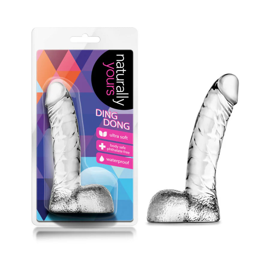 Naturally Yours Ding Dong Realistic 5.5 in. Dildo with Balls - Crafted from safe TPE material, ensuring health-conscious enjoyment in intimate settings.