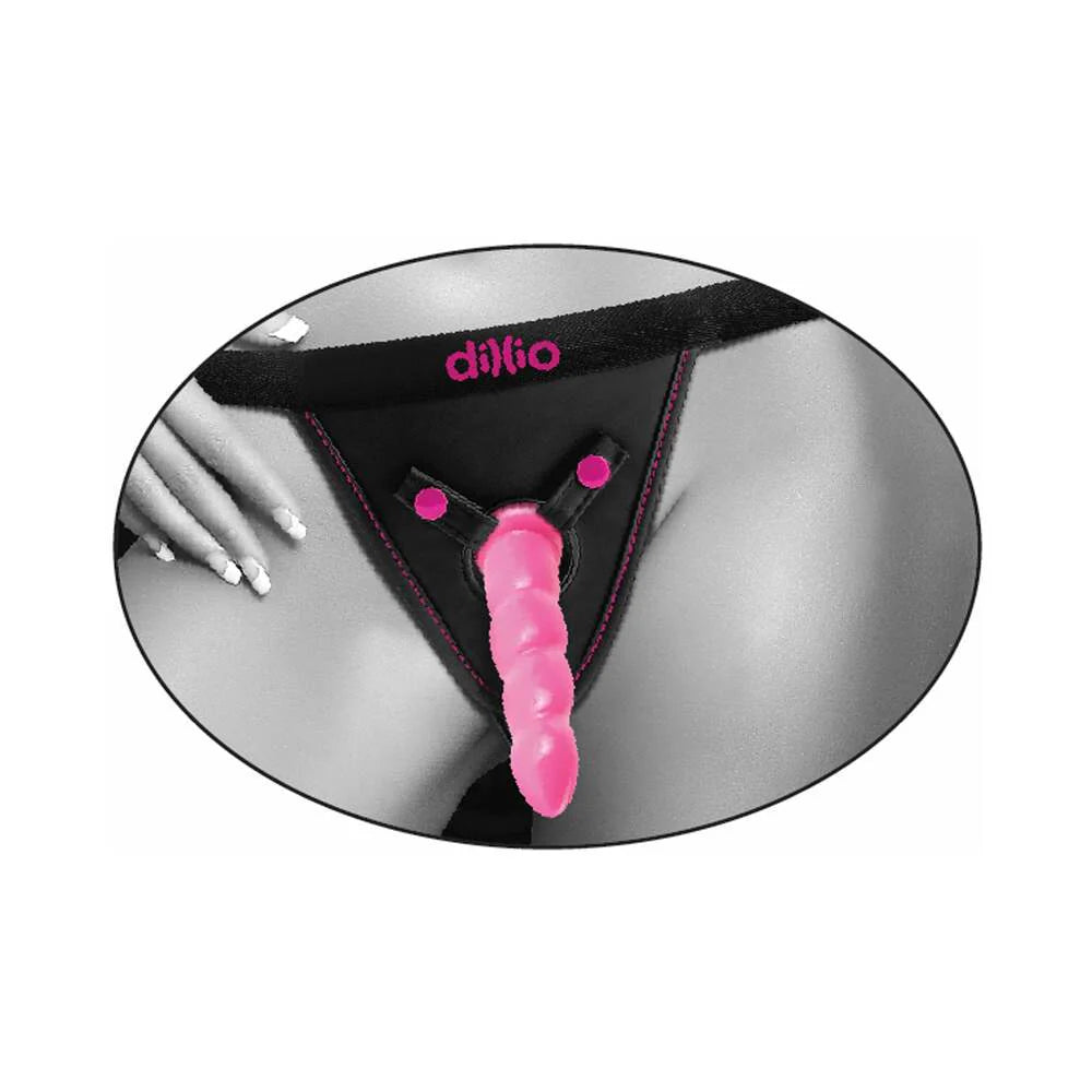 Dillio Adjustable Perfect Fit Harness-Black/Pink PIPEDREAM