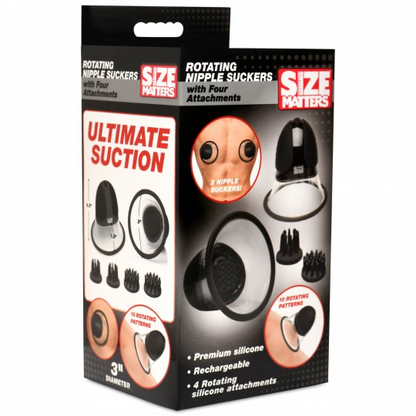 Size Matters 10X Rotating Silicone Nipple Suckers with 4 Attachments XR BRANDS
