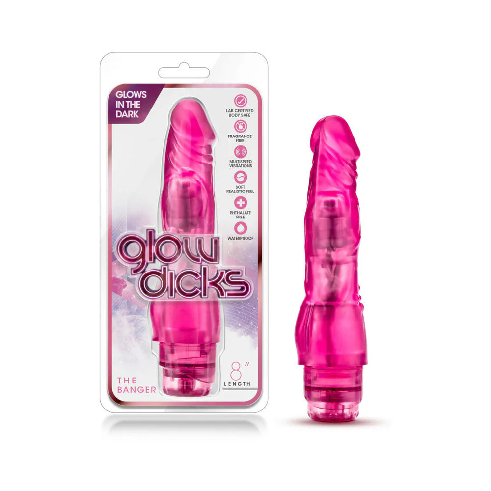 Blush Glow Dicks The Banger Realistic Vibrating Dildo BLUSH