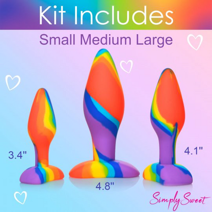 3 Piece Rainbow Silicone Butt Plug Set CURVE TOYS