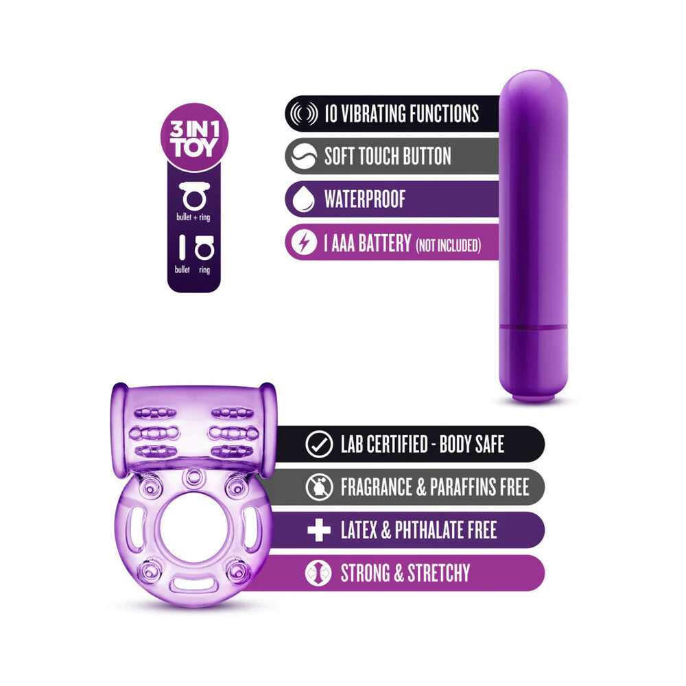 Vibrating Cock Ring for Couples - Purple SP BOUTIQUE Vibrating Cock Ring for Couples - Purple SP BOUTIQUE