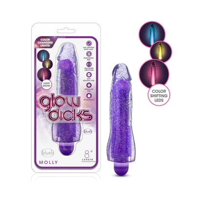 Glow Dicks Molly Color Changing Vibrating Dildo BLUSH