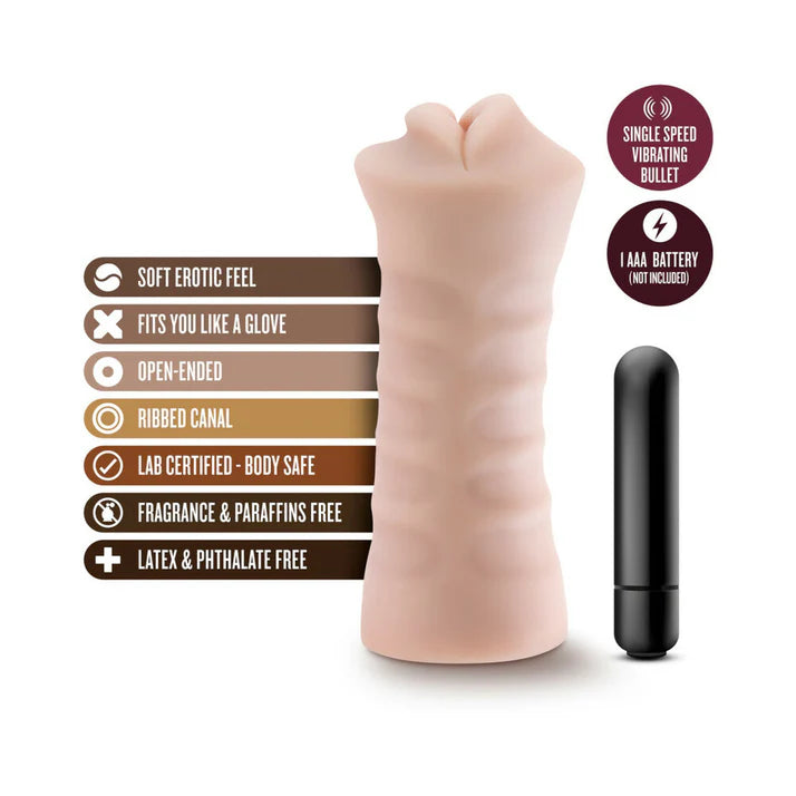 M for Men Angie Oral Stroker with Bullet Vibrator Beige - SP BOUTIQUE